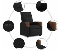 Fotelis Elektrinis atsistojantis atlošiamas krėslas, juodas, audinys