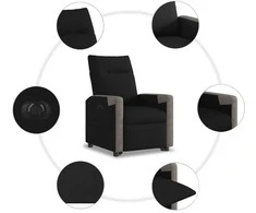 Fotelis Elektrinis atsistojantis atlošiamas krėslas, juodas, audinys