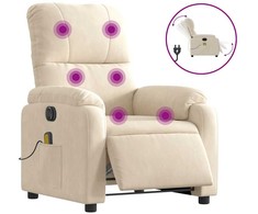 Fotelis Elektrinis masažinis krėslas, smėlio, mikropluošto audinys