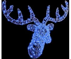 Elnių galva su 140 LED Mėlyna 68 x 36,5 x 62,5 cm Akrilas