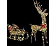 Elnių tempimo roges su 200 LED Šilta balta 70 x 26 x 129 cm PET