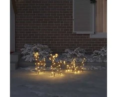 Elnių tempimo roges 160 LED Šilta balta 53 x 28 x 33 cm Ratanas
