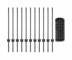 Euro tvoros su stulpu 25 x 0,8 m PVC dengtas plienas Pilka