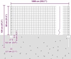 Euro tvoros su stulpu 10 x 0,8 m PVC dengtas plienas Pilka