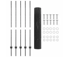 Euro tvoros su stulpu 10 x 1,4 m PVC dengtas plienas Pilka
