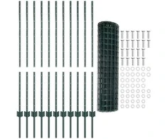 Euro tvoros su stulpu 25 x 1,2 m PVC dengtas plienas Žalia