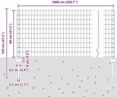 Euro tvoros su stulpu 10 x 0,8 m PVC dengtas plienas Žalia