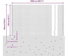 Euro tvoros su stulpu 10 x 1,4 m PVC dengtas plienas Žalia