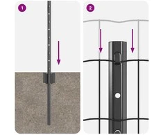 Euro tvoros su stulpu 10 x 0,4 m PVC dengtas plienas Pilka