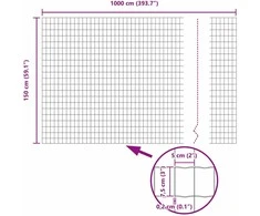 Euro tvoros su stulpu 10 x 1,5 m PVC dengtas plienas Žalia