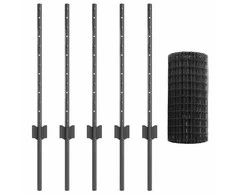Euro tvoros su stulpu 10 x 0,6 m PVC dengtas plienas Pilka