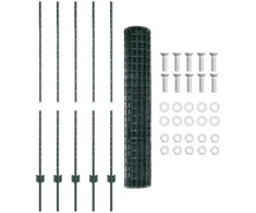 Euro tvoros su stulpu 10 x 1,4 m PVC dengtas plienas Žalia