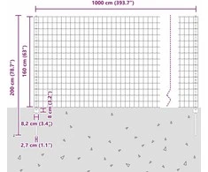 Euro tvoros su stulpu 10 x 1,6 m PVC dengtas plienas Žalia