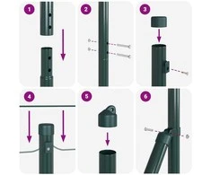 Euro tvora su smeigėmis 10 x 1,5 m PVC dengtas plienas Žalia