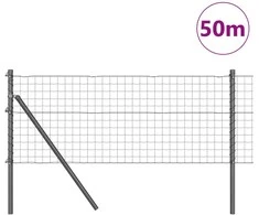 Tvora su stulpais Pilka 0,4 x 50 m Plienas ir PVC