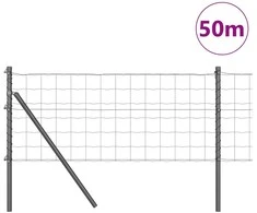 Tvora su stulpais Pilka 0,6 x 50 m Plienas ir PVC
