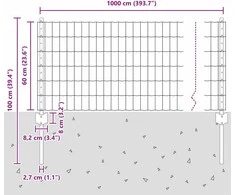 Euro tvoros su stulpu 10 x 0,6 m PVC dengtas plienas Žalia