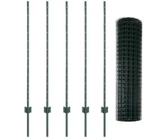 Euro tvoros su stulpu 10 x 1,2 m PVC dengtas plienas Žalia