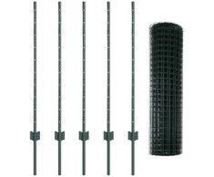 Euro tvoros su stulpu 10 x 1 m PVC dengtas plienas Žalia