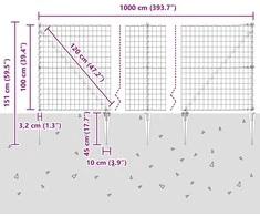 Euro tvora su smeigėmis 10 x 1 m PVC dengtas plienas Pilka