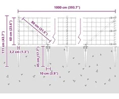 Euro tvora su smeigėmis 10 x 0,6 m PVC dengtas plienas Pilka