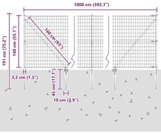 Euro tvora su smeigėmis 10 x 1,4 m PVC dengtas plienas Žalia