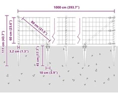 Euro tvora su smeigėmis 10 x 0,6 m PVC dengtas plienas Pilka