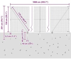 Euro tvora su smeigėmis 10 x 1,5 m PVC dengtas plienas Žalia