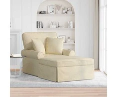 Sofa Faina su sijonu su pagalve su pagalve 3 pcs Kreminė audinys