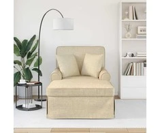 Sofa Faina su sijonu su pagalve su pagalve 3 pcs Kreminė audinys