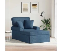 Sofa Faina su sijonu su pagalve su pagalve 3 pcs Mėlyna audinys