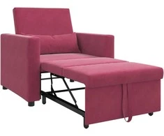 Fotelis Ištraukiamas sofa-lova vienvietis Vyno raudonumo Aksomas