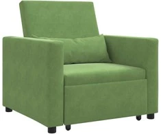Fotelis Ištraukiamas sofa-lova vienvietis Šviesiai žalia Aksomas