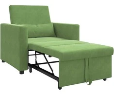 Fotelis Ištraukiamas sofa-lova vienvietis Šviesiai žalia Aksomas
