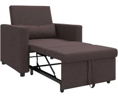 Fotelis Ištraukiamas sofa-lova vienvietis Tamsiai ruda 90 x 165 x 87 cm