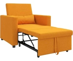Fotelis Ištraukiamas sofa-lova vienvietis Tamsiai geltona audinys