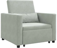 Fotelis Ištraukiamas sofa-lova vienvietis Šviesiai pilka Aksomas