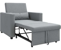 Fotelis Ištraukiamas sofa-lova vienvietis Šviesiai pilka audinys