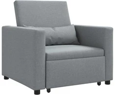 Fotelis Ištraukiamas sofa-lova vienvietis Šviesiai pilka audinys