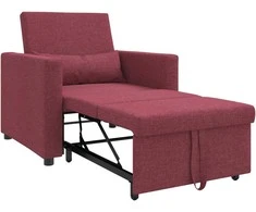 Fotelis Ištraukiamas sofa-lova vienvietis Vyno raudonumo audinys