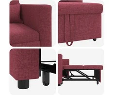 Fotelis Ištraukiamas sofa-lova vienvietis Vyno raudonumo audinys