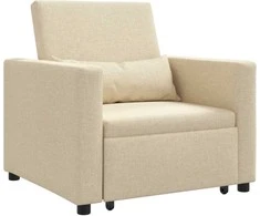 Fotelis Ištraukiamas sofa-lova vienvietis Kreminė 90 x 165 x 87 cm