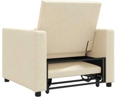 Fotelis Ištraukiamas sofa-lova vienvietis Kreminė 90 x 165 x 87 cm
