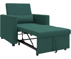 Fotelis Ištraukiamas sofa-lova vienvietis su ratu Tamsiai žalia audinys
