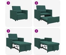Ištraukiamas sofa-lova vienvietis su ratu Tamsiai žalia audinys