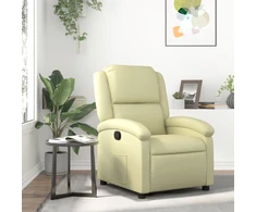 Fotelis Atlošiamas krėslas, kreminės spalvos, tikra oda