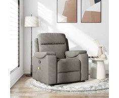 Fotelis Atlošiamas masažinis krėslas, taupe spalvos, audinys