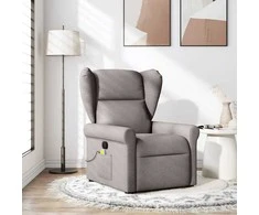 Fotelis Atlošiamas masažinis krėslas, taupe spalvos, audinys