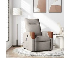 Fotelis Atlošiamas masažinis krėslas, taupe spalvos, audinys