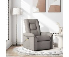 Fotelis Atlošiamas masažinis krėslas, taupe spalvos, audinys